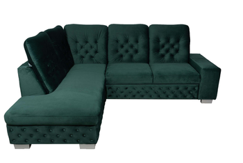 Narożnik pięcioosobowy    z funkcją spania + pojemnik na pościel + regulowane zagłówki kolor turkusowy  TENDER M