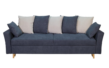 Sofa trzyosobowa z funkcją spania + pojemnik na pościel kolor niebieski  EMILIA