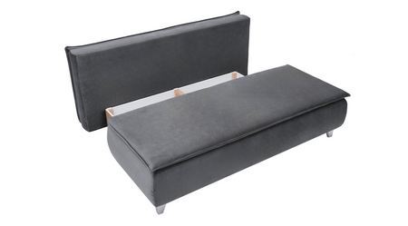 Nowoczesna mała sofa z funkcją spania + pojemnikiem na pościel INA
