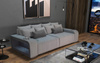 Sofa z funkcją spania + pojemniki na pościel + USB + CUP HOLDER + LEDY  kolor miodowy GRANDE