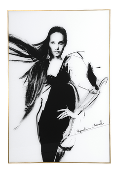 Obraz kobieta w czerni i bieli grafika na szkle Paprocki&Brzozowski FASHION SKETCH III
