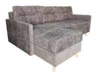 Narożnik trzyosobowy  L-kształtny z funkcją spania + pojemnik na pościel w odcieniach brązu FOCUSO