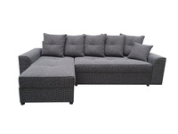 Nowoczesny trzyosobowy narożnik L -kształtny z funkcją spania + pojemnik na pościel kolor brązowy,szary SCANDI