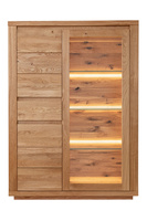 Drewniany Kredens z naturalnego litego dębu olejowanego wysoki z ledami BAGGIO