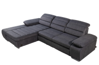 Narożnik trzyosobowy  L-kształtny  z funkcją spania + pojemnik na pościel + regulowane zagłówki + regulowane podłokietniki kolor szary SILVER