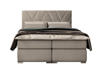 Łóżko kontynetalne 160/180/200x200 LARA z pojemnikami i topperem beżowe